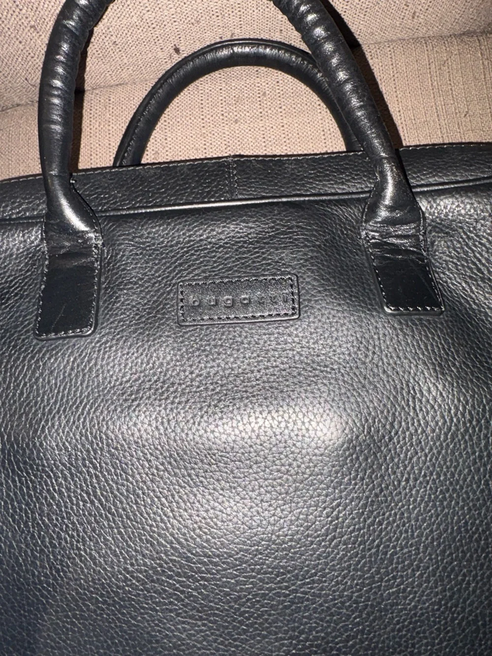 🔥Bugatti Leather Laptop Briefcase/Satchel W/Detachable Straps- Black, VGUC